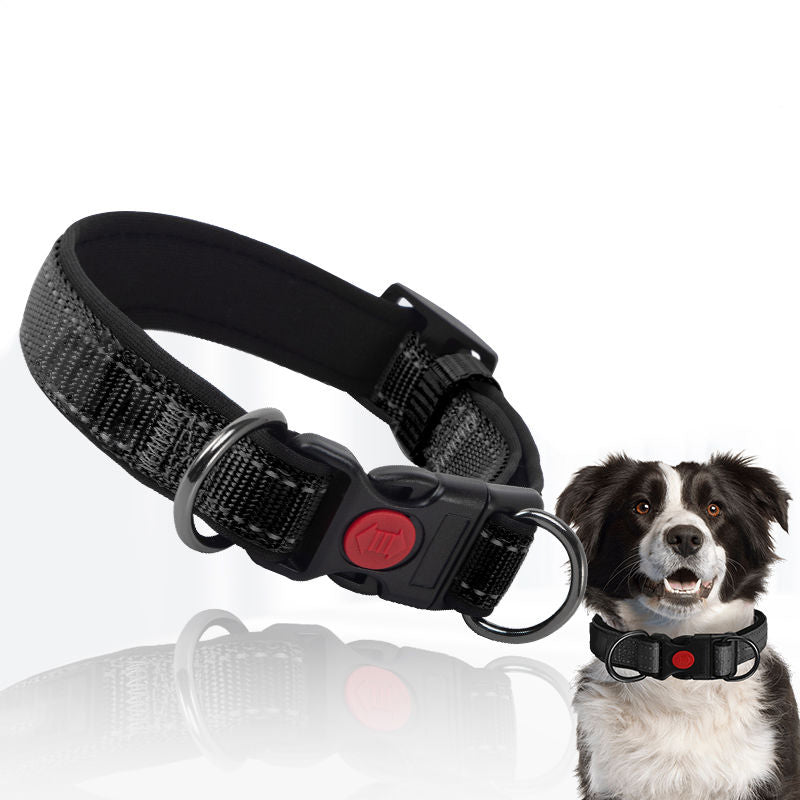 Bonnieharness Dog Collar With D-Ring And Safety Locking Buckle