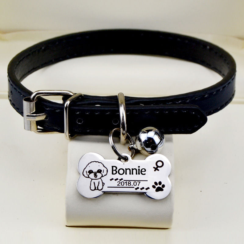 Bonnieharness Personalized Dog Collar With Engraved Nameplate