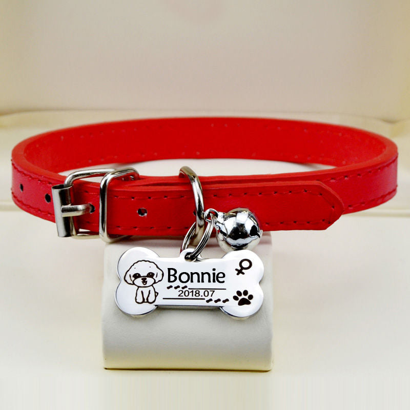 Bonnieharness Personalized Dog Collar With Engraved Nameplate