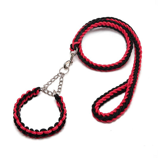 Bonnieharness Braided Rope Anti-Explosion Dog Collar And Leash Set